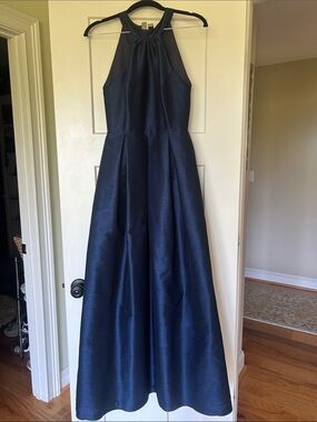 Lula Kate Charleston Midnight Navy Halter Satin Gown